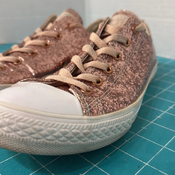 Converse Rose Gold Glitter Sparkly Sneakers with Baby Pink Laces Woman’s Size 6 - Picture 3 of 12